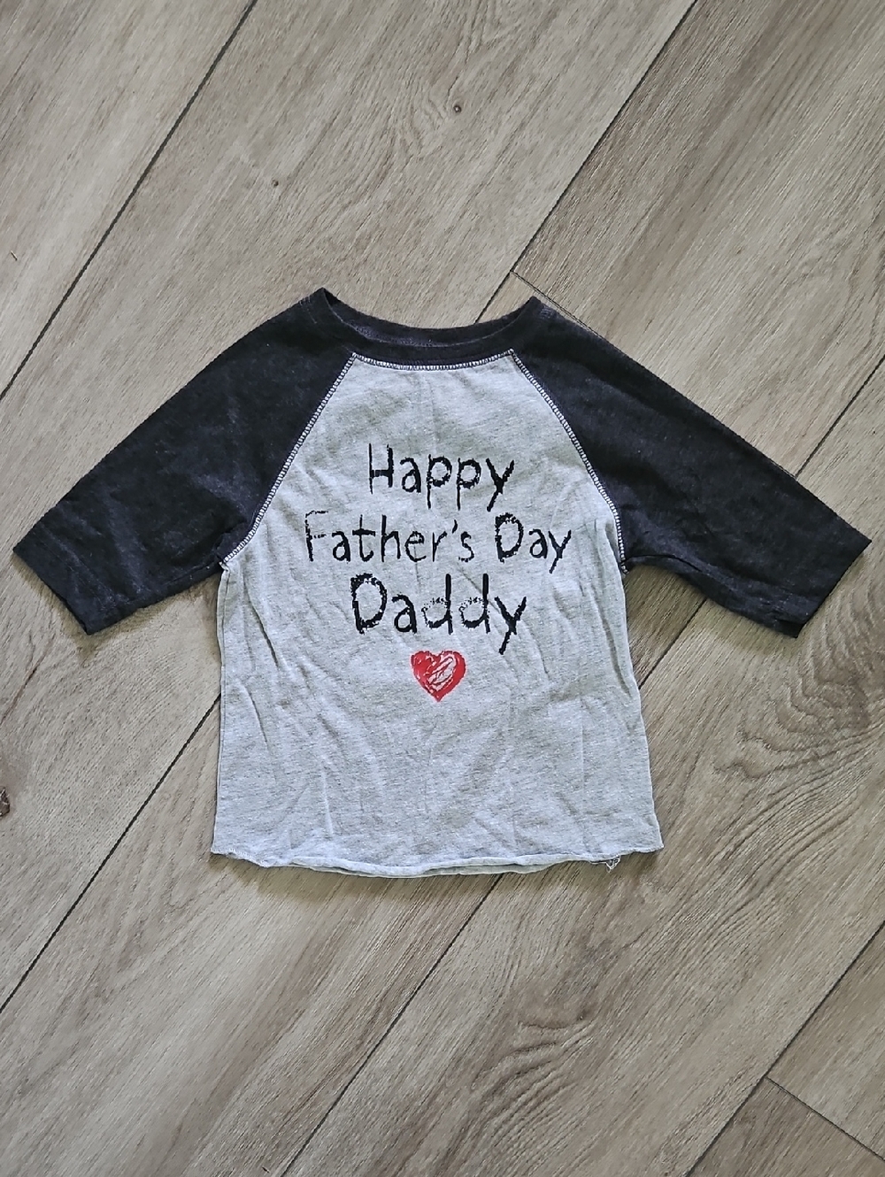 Happy Father's Day Daddy Raglan Tee - Black & Light Gray